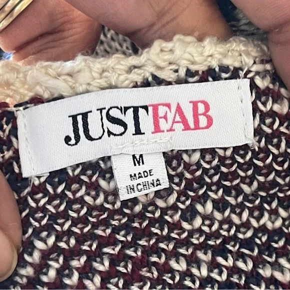 JUST FAB | Knit Dolman Sleeve Fringe Sweater Sz M - Picture 6 of 8